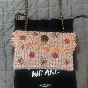 Kurt Geiger Multicolor Tweed Shoulder Bag with Gold Chain